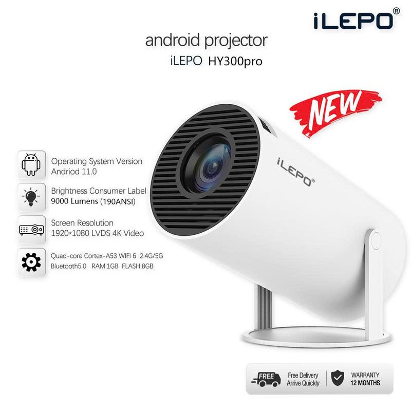  iLEPO máy chiếu HY300PRO android 11 kết nối wifi giải trí gia đình bảo hành 1 năm 