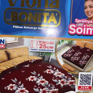 Sprei Viona By Bonita Ukuran King 180x200 T.25 Bantal Guling