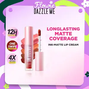 DAZZLE ME Ink-Matte BEST SELLING Ink Matte Lip Cream & Ink Gloss Lip Tint with Comfy Matte Finish High Creamy Lipcream Bibir Lipstick
