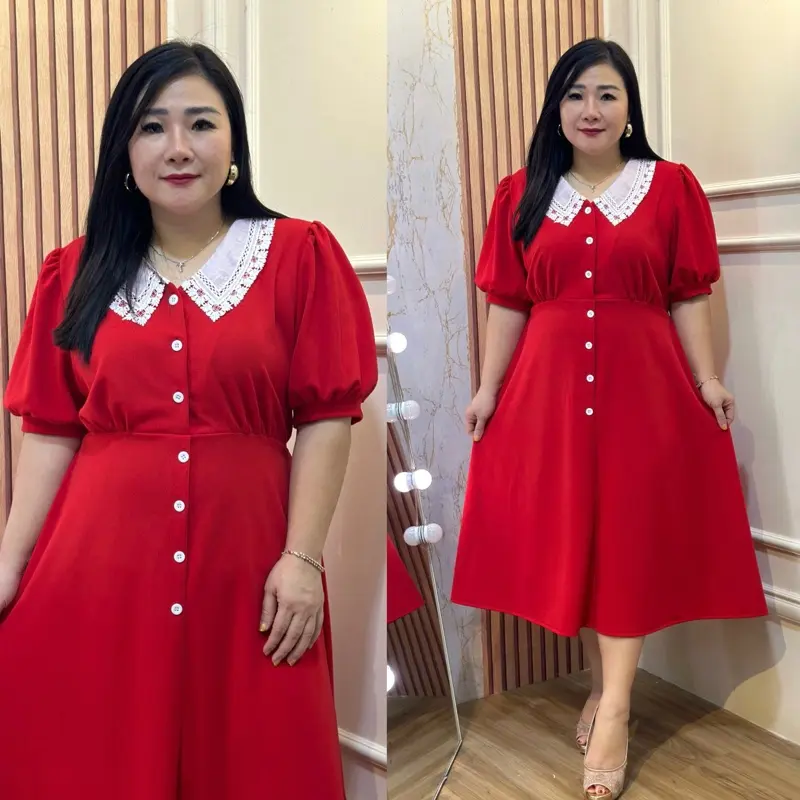 FINA BIGSIZE - (MELINDA) DRESS WANITA JUMBO BIGSIZE KEKINIAN
