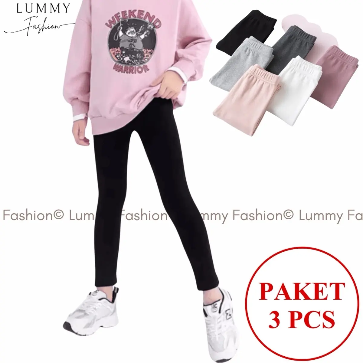 Paket 3 PCS legging Anak Usia 3 - 15 Tahun Bahan Kaos Rayon / Legging Anak Perempuan