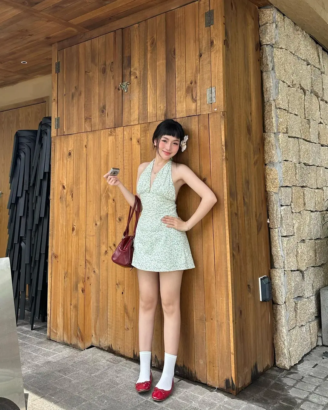 AILEE HALTE-NECK BACKLESS SUMMER CASUAL FLORAL VINTAGE KOREAN FASHION A-LINE BEACH DRESS daster body press fairy
