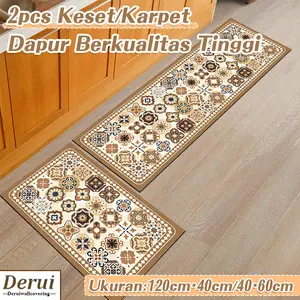 2PCS Pola Bunga Keset Dapur Anti-Slip Menyerap Air & Tanpa Bau – Kaki Dapur Lantai Nyaman dan Praktis