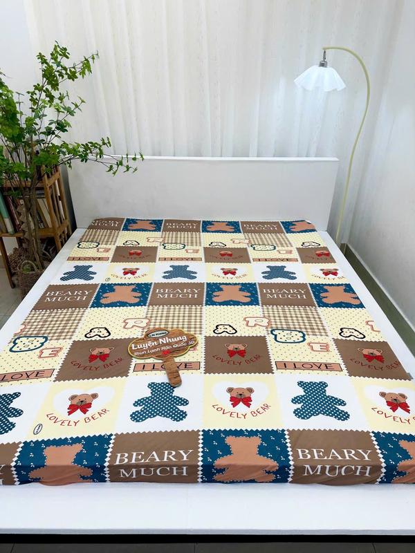 Ga Thun Lạnh Hàn Quốc 4 Món, Ga Giường Bo Thun vải in 3D,Ga bọc vỏ gối 40x60cm. 1