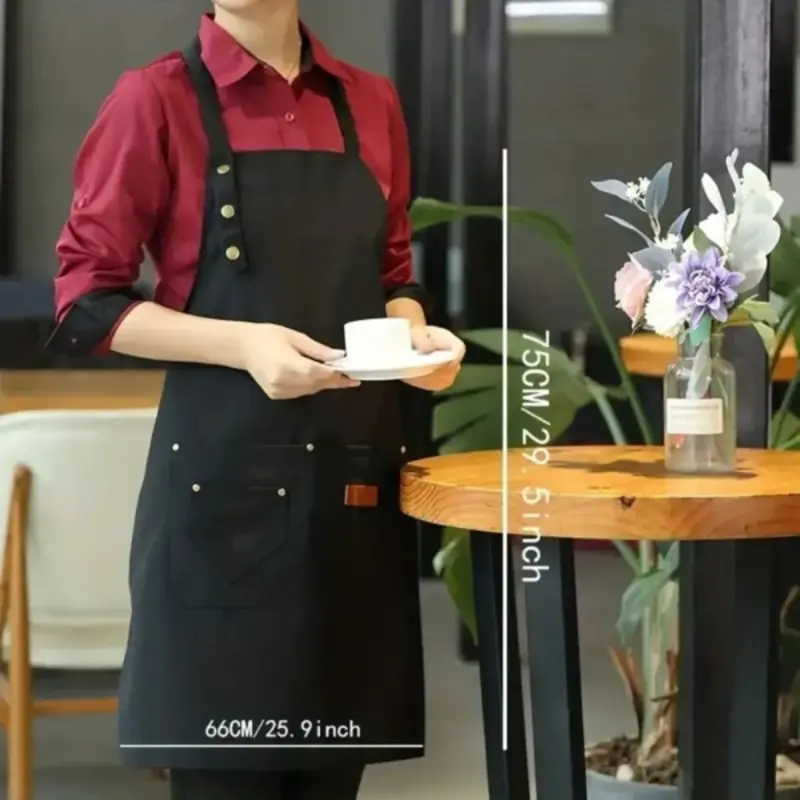 Apron Waterproof Celemek Anti Air Untuk Kerja Pria dan Wanita Barista Hitam 7