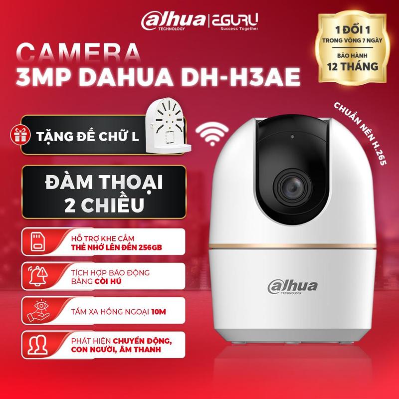 Camera Dahua Hero A1 H3AE (3MP) I Camera Wifi trong nhà | Xoay 360 độ, Camera an ninh CCTV, Đàm Thoại 2 Chiều | Bảo hành 3 năm