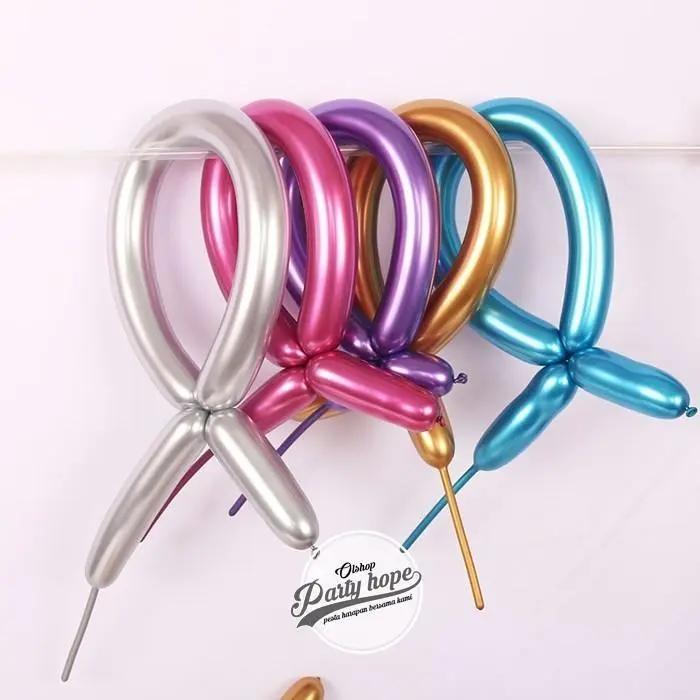 ( isi 10 ) Balon CACING chrome / balon pentil chrome / balon cacing chrome twist