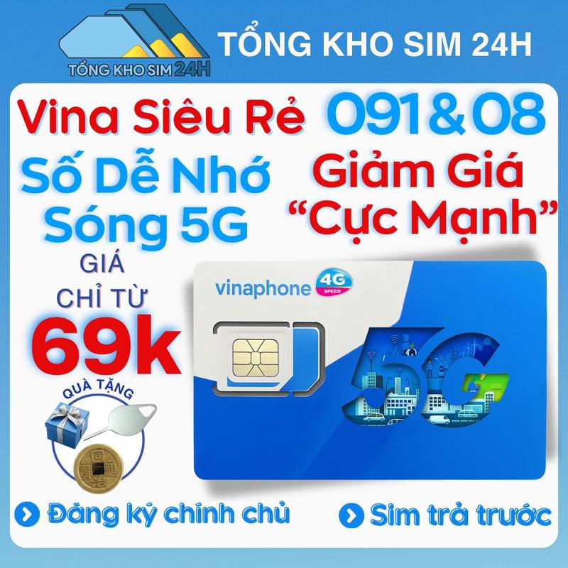 Sim Giá Rẻ Vinaphone Giảm Giá Đầu Số 091 094 và 08 Chỉ Còn Từ 69k Sim Nghe Gọi Được Đk data vào mạng Phải DKCC