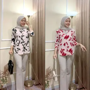 DAILY MUNNA BLOUSE MOTIF ANGGREK LENGAN 3/4 OVERSIZE LD120 TERBARU 2024