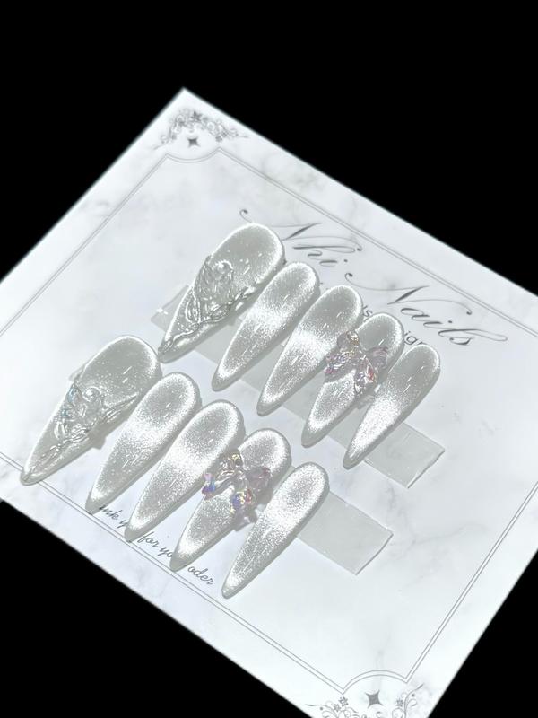 N02 BỘ 10 CHIẾC NAILSBOX THỦ CÔNG MẮT MÈO THẠCH GẠO PHỐI CHAMR ĐÍNH ĐÁ LÀM NAILS NỮ SỬ DỤNG CHỤP ẢNH KỈ YẾU , ĐI CHƠI , ĐI TIỆC , ĐI DU LỊCH