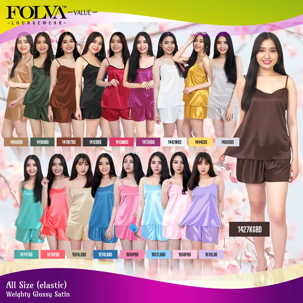 FOLVA tanktop baju tidur set celana pendek satin all size dress nyaman