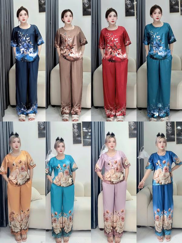  Đồ Bộ Trung Niên  FREESHIP  - Đồ Bộ In 3D Hoạ Tiết Cho Mẹ Vãi Lụa Vân Gỗ QC KYMSHOP Mã ĐB21-24 Fullsize Dưới 76kg. 