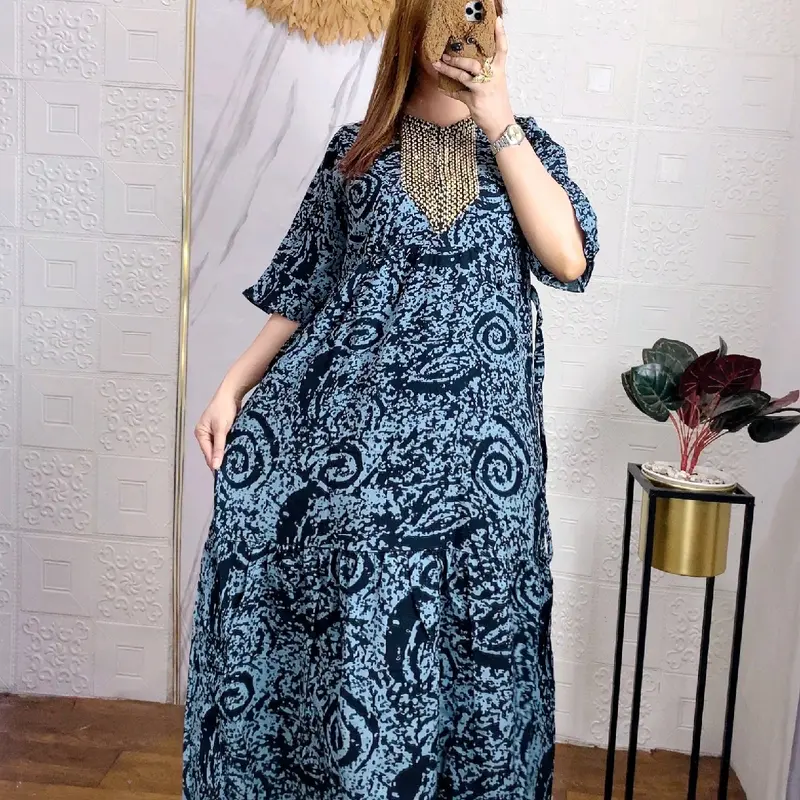 Longdress batik abstrak | dress batik rayon tebal motif abstrak busui friendly | longdress dan daster murah Rayon tebal Renda Sultan 1