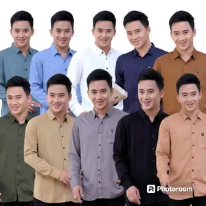 M471CK Kemeja Pria Rayon Twill Polos Premium Lengan Panjang Hitam Merah Slim Fit Casual Cowok Formal Standar Kain Lembut