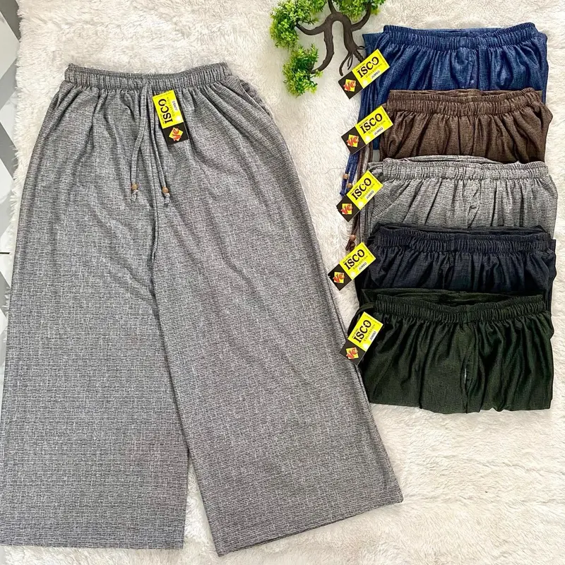 Kulot Stromi non Plisket celana panjang wanita celana murah celana viral Katun Linen Dewasa Hitam Motif Bawahan Casual Loose Shakila Kancing 0