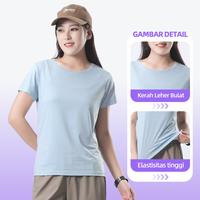 Gambar OWNGRACE Peregangan Nilon Kaos Sport Baju Lengan Pendek Wanita Olahraga Gym Yoga T-shirt Oversize Ice Silk Quick-drying Nyaman Tanpa Keringat - Black, M dari Owngrace Official Store Kota Bekasi 3 Tokopedia