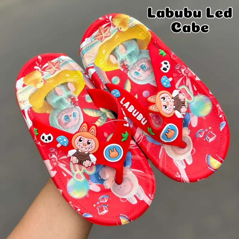 SANDAL JEPIT ANAK LED LABUBU LAMPU MENYALA KELAP KELIP LAKI LAKI PEREMPUAN SEO  Fashion  Karet 7