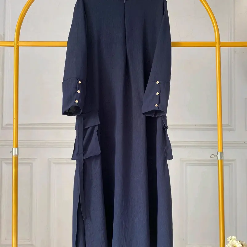 Tans Store - Gamis Cargo Gamis  Panjang Crinkle Wanita Terbaru Gamis Elegant dan Nyaman Dress Muslim Santai Simple 4