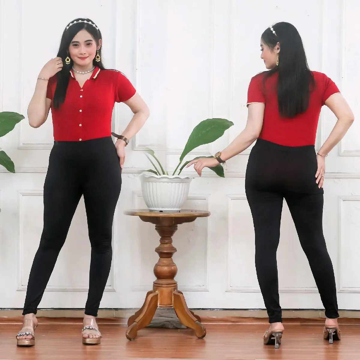 Paket 2pcs Celana Legging Jumbo Wanita Dewasa Standar dan Jumbo Terbaru Hitam Panjang Tebal Nyaman Melar