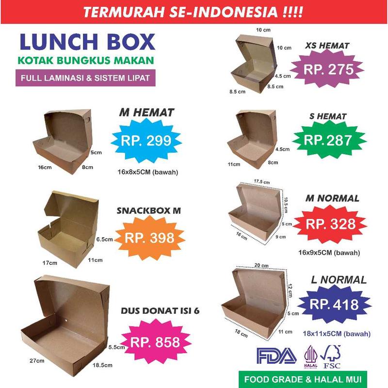 LUNCH BOX PAPER KOTAK BUNGKUS NASI FOOD GRADE KERTAS BAHAN KRAFT ECO 0