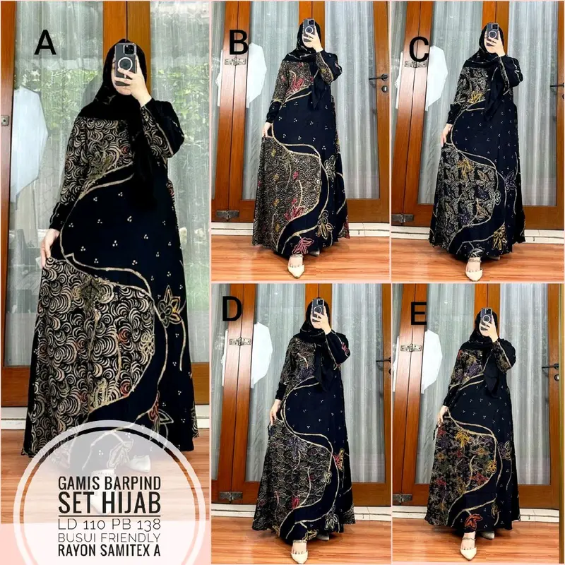 Set gamis hijab Babarpindo Setorjoan Set Hijab LD 110 Pb 138 || gamis set hijab Busui Friendly Bahan Rayon Premium Nyaman - Dress Mewah Muslim Ibu Menyusui Panjang bahan  Lembut bisa COD 7