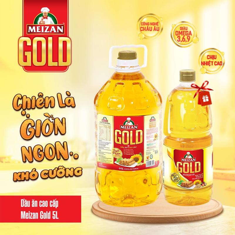   MUA 5L TẶNG 2L  Dầu ăn cao cấp Meizan Gold 5L Kết Hợp Từ 03 Loại Dầu Tự Nhiên Cao Cấp Chịu Nhiệt Cao Giảm Nguy Cơ Cháy Khét 