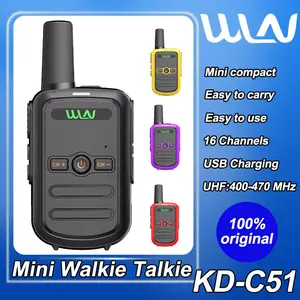 2PCS HT WLN KD-C51 C56 HT Mini Wln Two Way Radio UHF 400-470MHz 16CH USB Charging Long Range Handheld Transceiver For Hunting Mini Radio Walkie Talkie