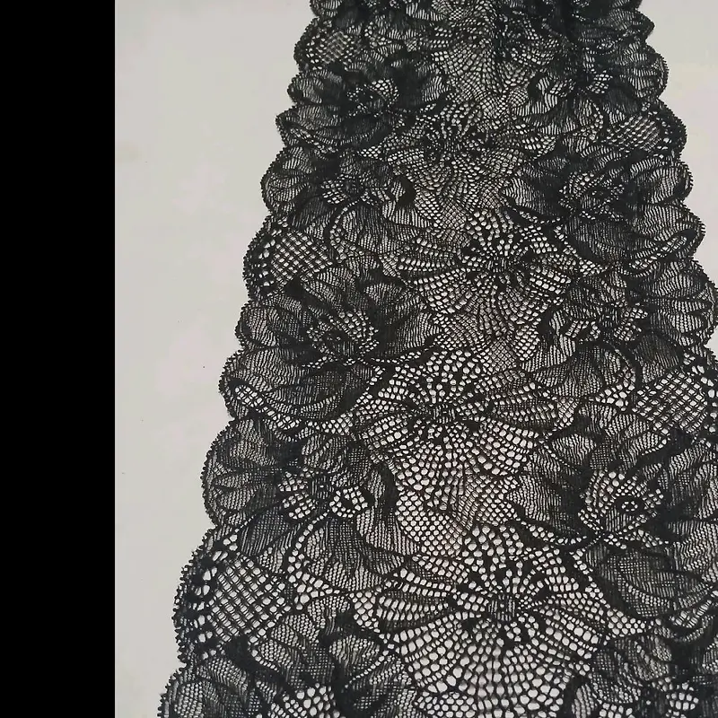 Renda Stretch/Karet Hitam Lebar - Harga Permeter atau 100cm - Terbuat Dari Kain Berkualitas Tinggi Elegan 3