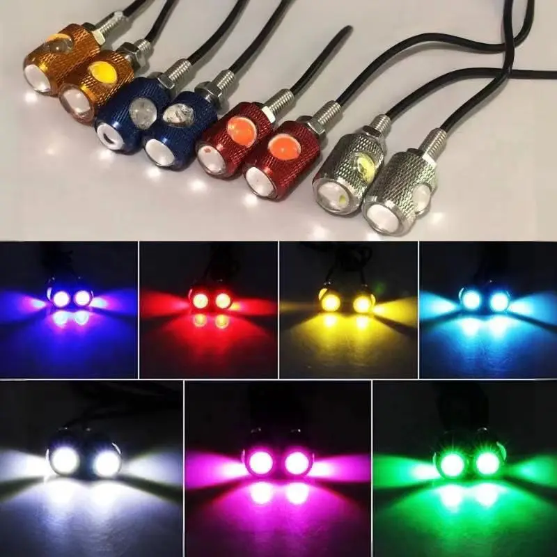 2 buah lampu LED sepeda motor, lampu sein, lampu rem, lampu plat nomor, lampu mata elang