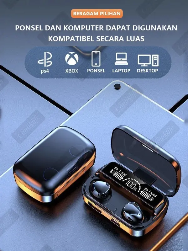 TWS M10 Headset Bluetooth Stereo dengan Mic dan Powerbank 3500 mah Earphone Full Bass LED Display Tahan Air Waterproof IPX7 Headphone Handset Earbud In Ear Wireless Gaming No Delay 5