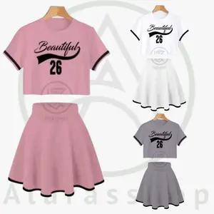 Setelan Kaos Crop Dan Rok Anak Polos/List Beautiful Best Seller Baju Fashion Set