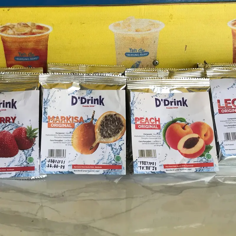SERBUK MINUMAN D'DRINK campuran teh Aneka Rasa/1Renceng 5pcs/Pack isi 20pcs/SERBUK MINUMAN/SERBUK VARIAN RASA BUAH 7