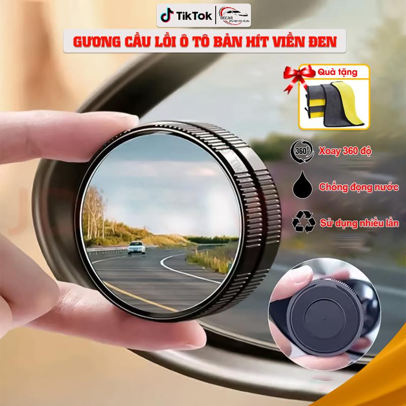 Cặp 2 Gương Cầu Lồi ô tô hít chân không cao cấp kính cầu lồi gắn gương oto Xoay 360 Độ Cao Cấp Xóa Điểm Mù Phản Chiếu Sắc Nét shark tank bạt ô tô Gương cầu lồi