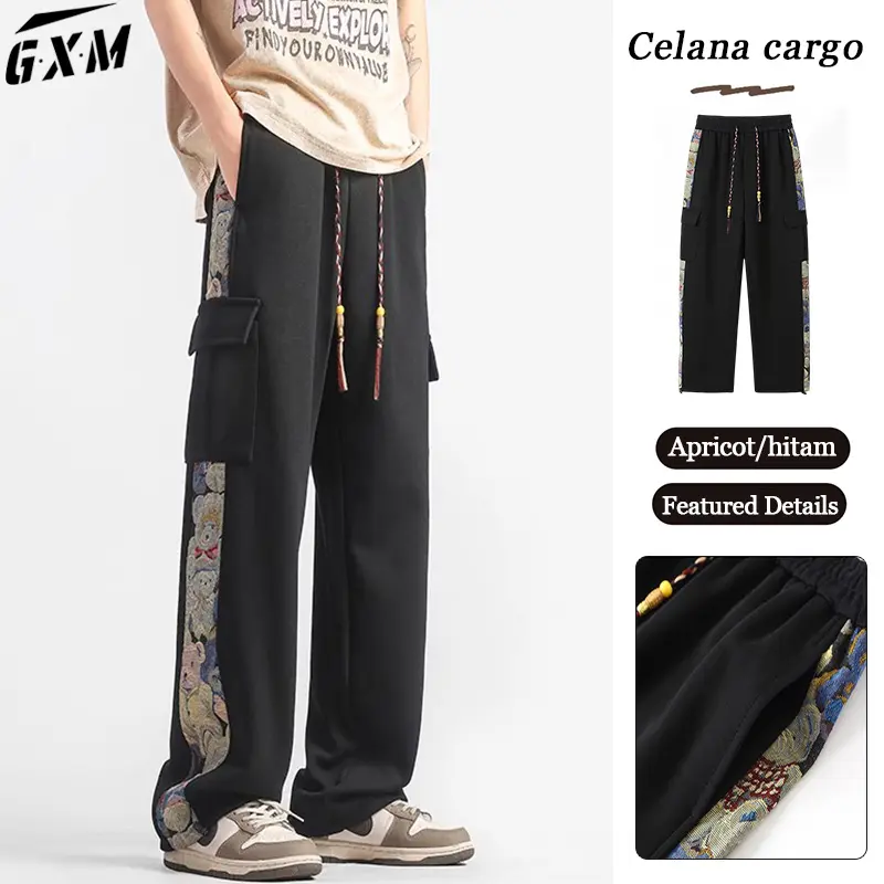 celana panjang cargo pria Cargo pants pria celana kargo pria korean style celana pria keren oversize pria wide leg pants loose celana pinggang karet pria celana laki laki celana gombrang pria celana panjang hitam celana santai celana kasual pria
