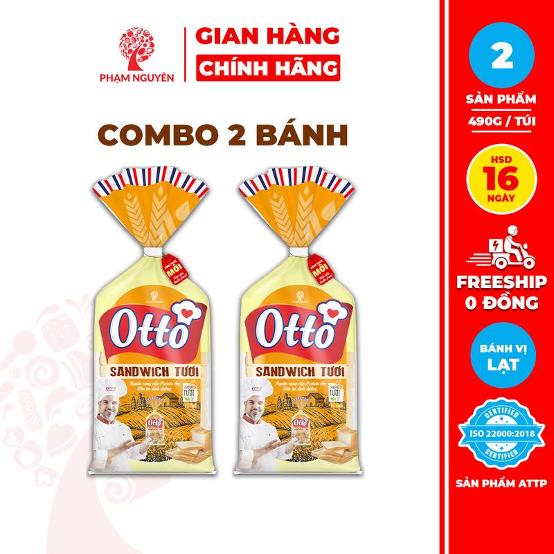 Combo 2 Túi Bánh Sandwich lạt Otto (490g/245g) | Bánh ăn sáng tiện lợi giàu dinh dưỡng | Bánh mì | Đồ ăn vặt