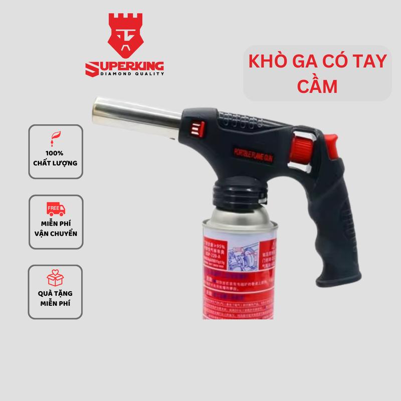 Đầu Khò Gas Tự Động Đánh Lửa Có Tay Cầm Chống Lạnh Tay Đầu Khò Ga Mini Cầm Tay Nhiệt Độ Đầu Khò 1400°C Sử Dụng Nhóm Than Nhóm Củi Làm Bánh Đồ Nướng Thui Lông Trâu Bò Lợn Gà Đốt Côn Trùng Cỏ Rác Đi Phượt Cắm Trại Dã Ngoại Tiện Lợi Đa Năng SUPER KING