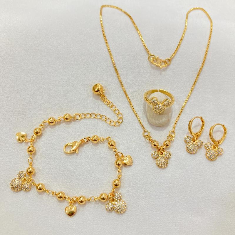 TERBARU SET PERHIASAN ANAK PEREMPUAN MODEL MIKYMOSE BOLONG GOLD Costume Fashion Kids 1