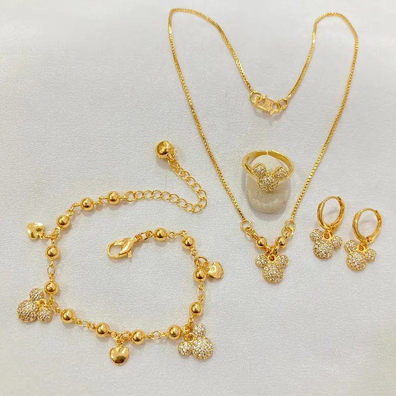 TERBARU SET PERHIASAN ANAK PEREMPUAN MODEL MIKYMOSE BOLONG GOLD Costume Fashion Kids 1