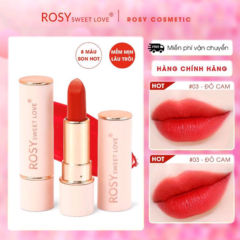 AFF Son sáp lì ROSY SWEET LOVE Không Chì Lên Màu Chuẩn Dưỡng môi son mềm môi son sáp lì Son Môi Cosmetic Trang Điểm Nữ Mỹ Phẩm Women