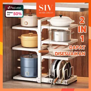 SIV Rak Panci Wastafel Dapur Bawah Pot Panci Susun Bawah Wastafel Rak Multifungsi (3/4/5 Tingkat)