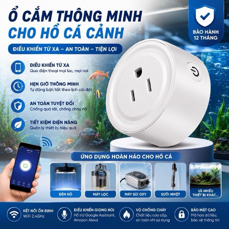 Ổ Cắm Hẹn Giờ Smart Aquarium (Điều Khiển Bằng Wifi) cho cá cảnh thuỷ sinh
