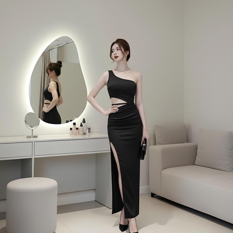 dambody [BD9071] Đầm Body Một Vai Cut-Out Eo Xẻ Đùi Cao – Thiết Kế Ôm Body Quyến Rũ, Sang Chảnh
