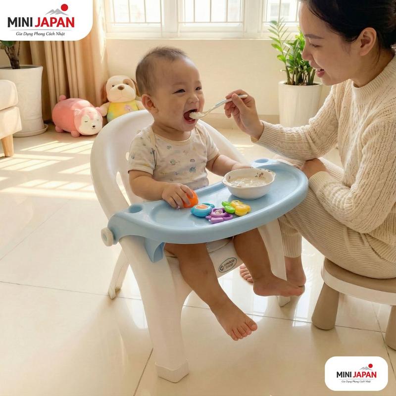 Ghế ăn dặm cho bé gấp gọn, mặt bàn tháo rời tiện lợi