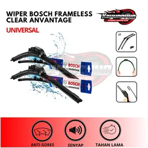 BOSCH Wiper Mobil Frameless Clear Advantage Sepasang Universal Untuk Semua Jenis Mobil Karet Teknologi Terbaru Senyap & Optimal Kaca Blade