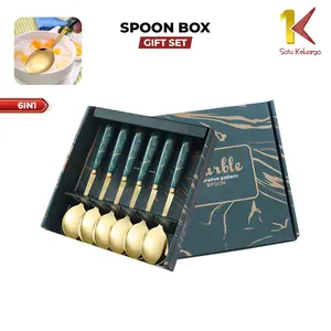 [COD] SK C1201 Sendok Marble 6IN1 Free Box Set Golden Spoon