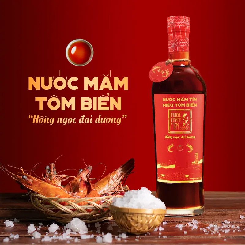 Combo 2 Chai Nước Mắm Tôm Biển độ đạm 45N tự nhiên - Nước Mắm Tĩn 500ml/chai Hồng Ngọc Đại Dương nguyên chất truyền thống sạch - TET 2