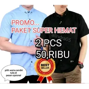 Paket Hemat 2pcs Kemeja Polos Lengan Pendek Distro Premium Size M Sampai XXL