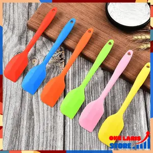 OLS Spatula Silikon Alat Masak Food Grade Tebal Tahan Panas Spatula Pengaduk Adonan Silicone 18 Cm Anti Lengket