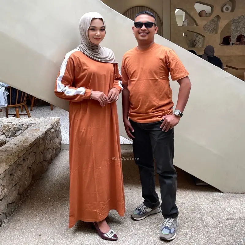 Baju Pasangan Inara Busui Nonbusui - Couple Gamis Bahan Kaos Combed 24s Bigsize  Kombinasi Sarimbit Muslim 8