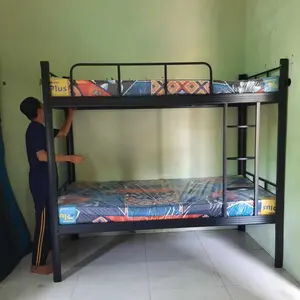 Ranjang Dua Tingkat Besi Anti Karat Kokoh Desain Minimalis Cocok Kamar Anak & Asrama Bed Furniture